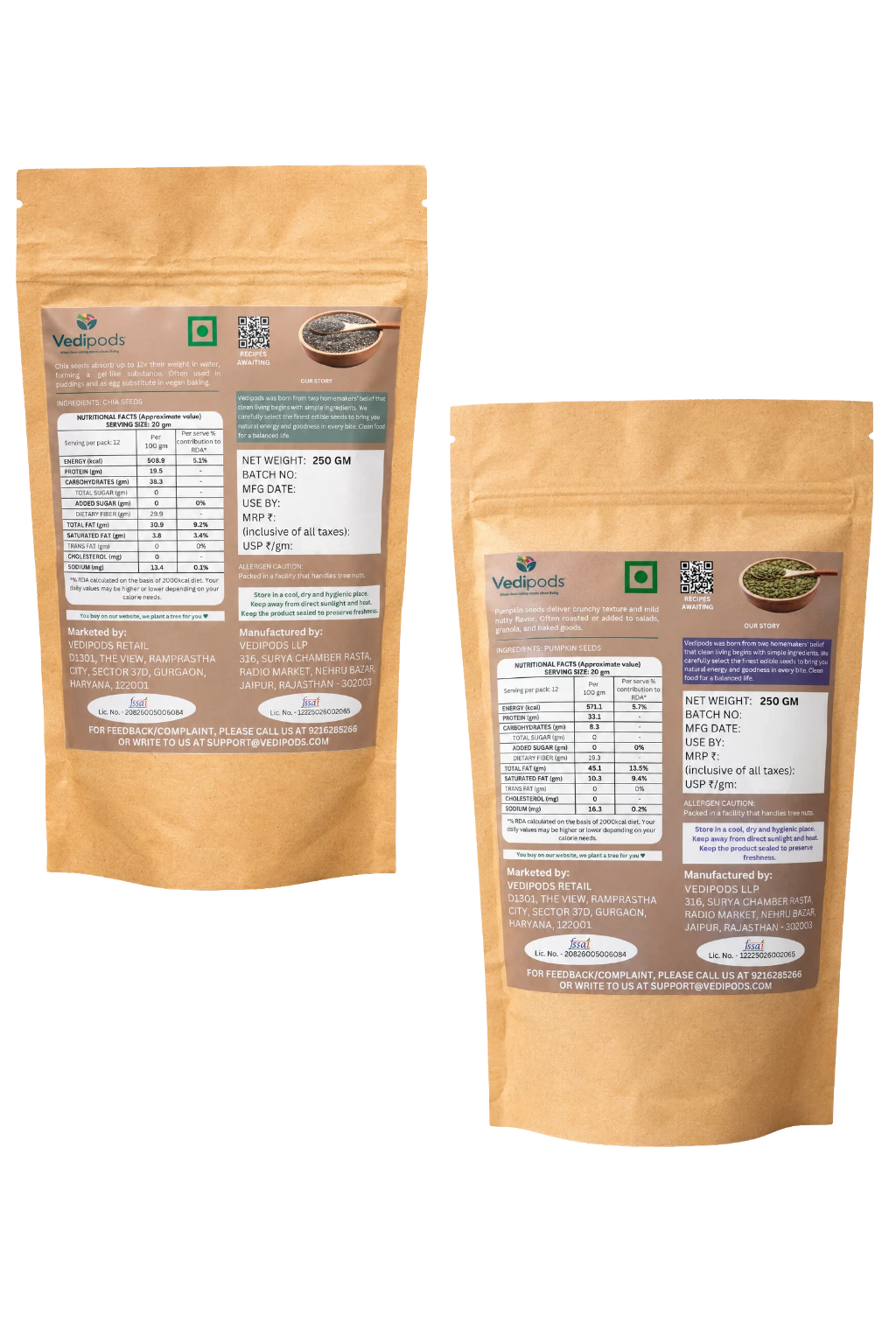 Chia Seed + Pumpkin Seed (250 gm each)